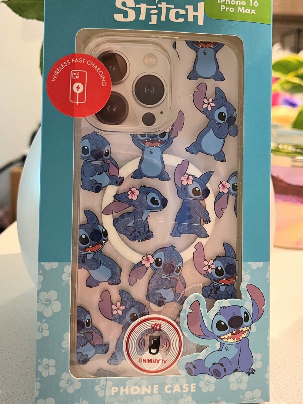 Disney iPhone 16 Pro Max Stitch Pattern Case - Pink & Blue